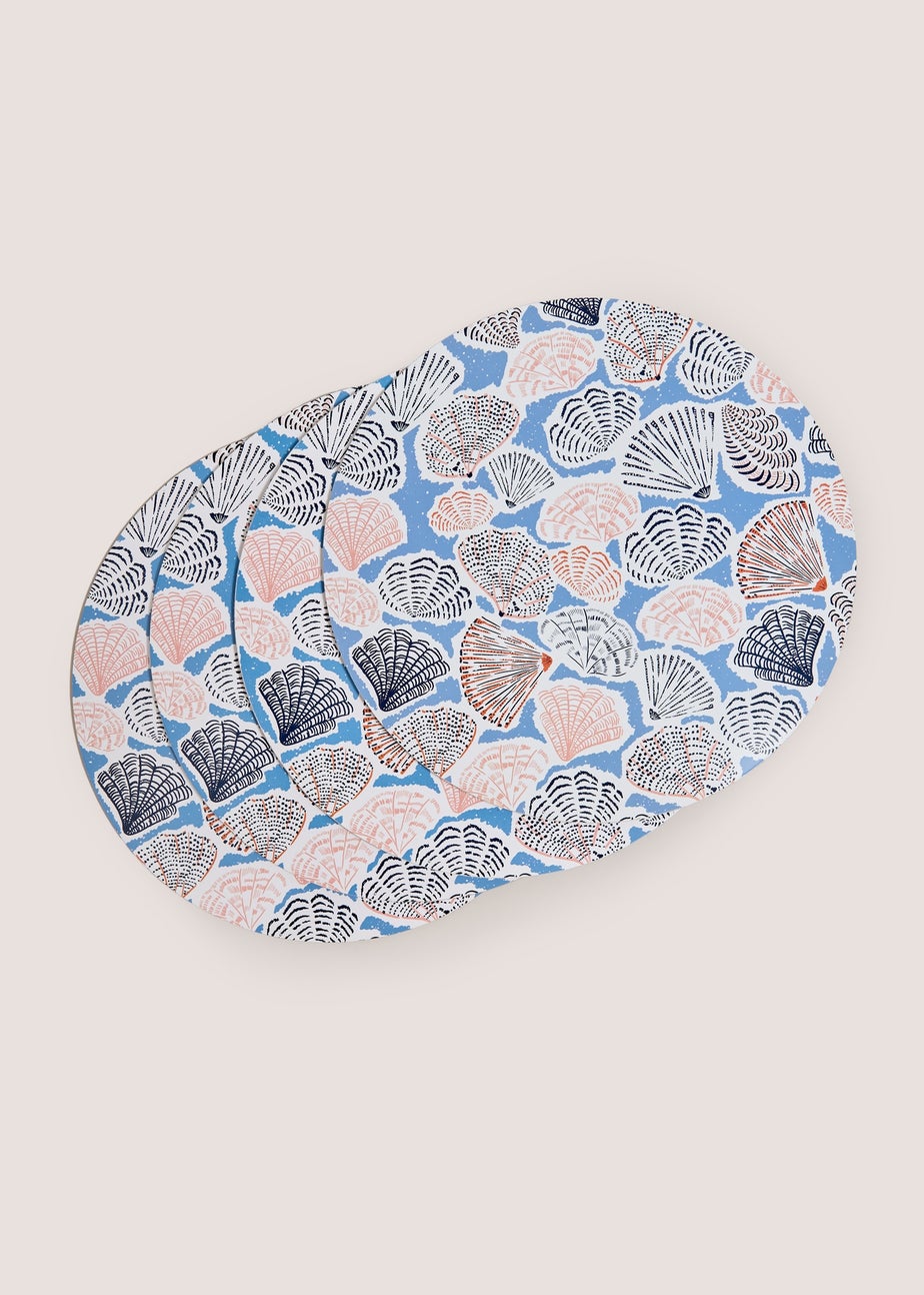 4 Pack Blue Shell Cork Coasters