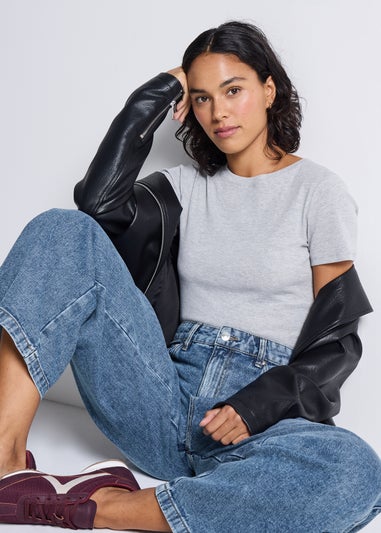 Wide Leg Mid Blue Jeans