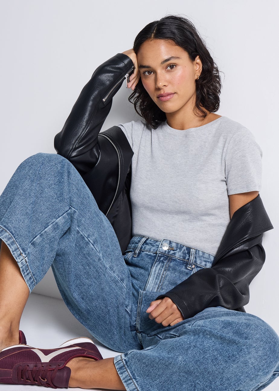 Wide Leg Mid Blue Jeans