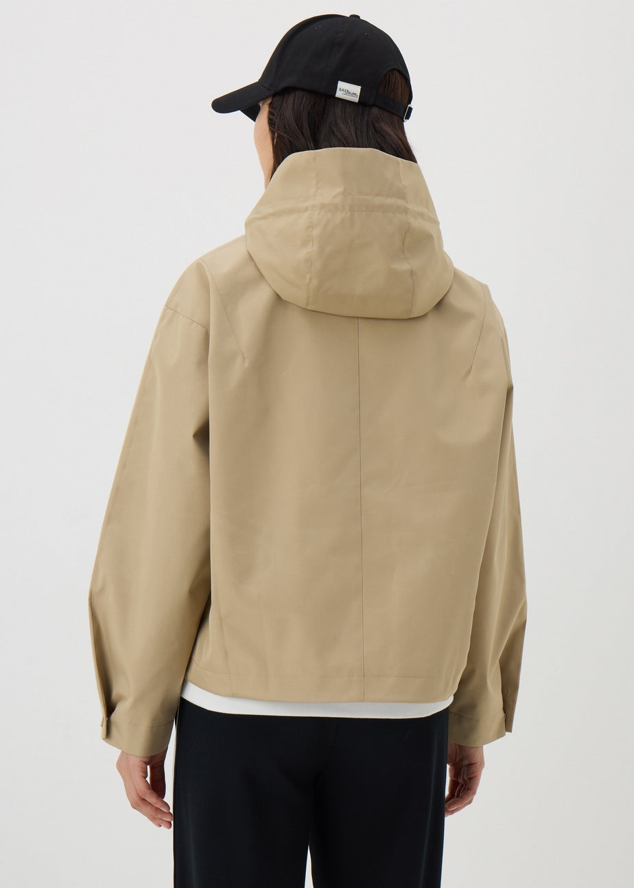Beige Hooded Short Mac
