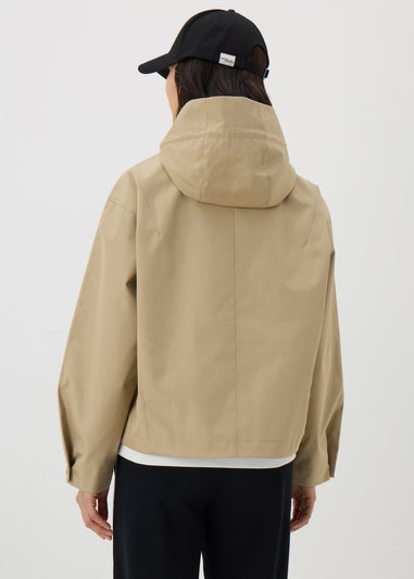 Beige Hooded Short Mac