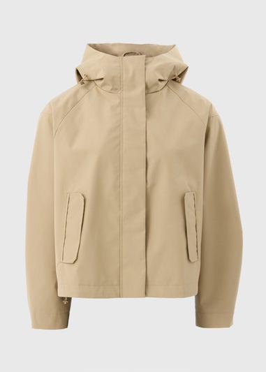 Beige Hooded Short Mac