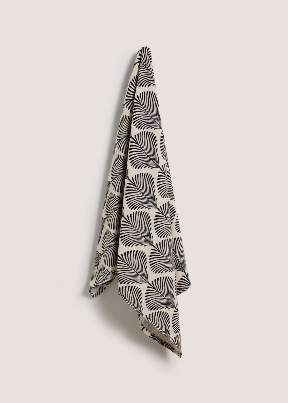 Black Mono Shell Beach Towel