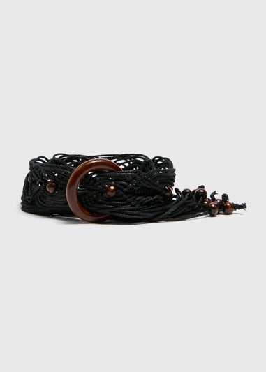 Black Rope Tie Belt