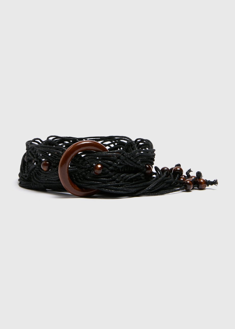 Black Rope Tie Belt