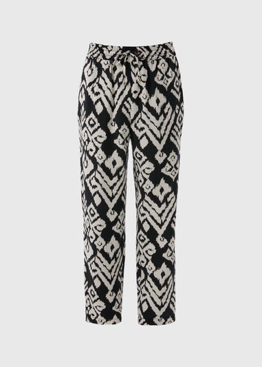 Black Monochrome Printed Tapered Trousers