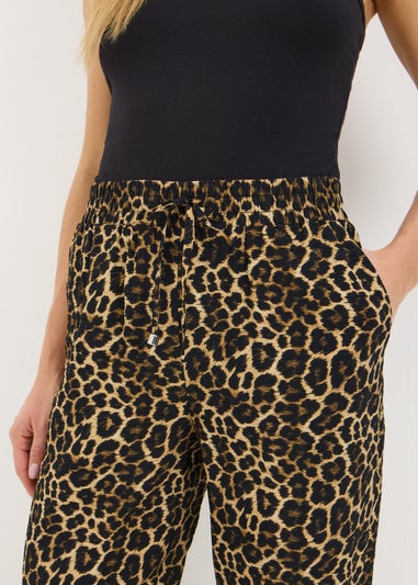 Brown Animal Print Tapered Trousers
