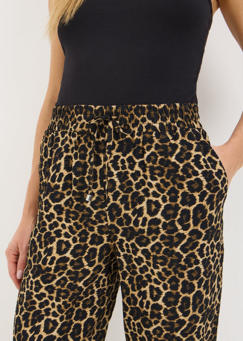 Brown Animal Print Tapered Trousers