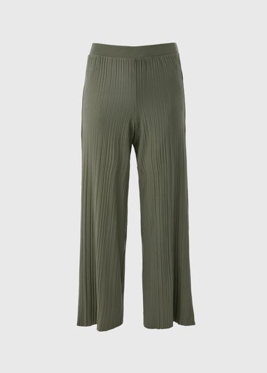 Khaki Plisse Co-Ord Trousers