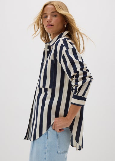 Navy Wide Stripe Shirt
