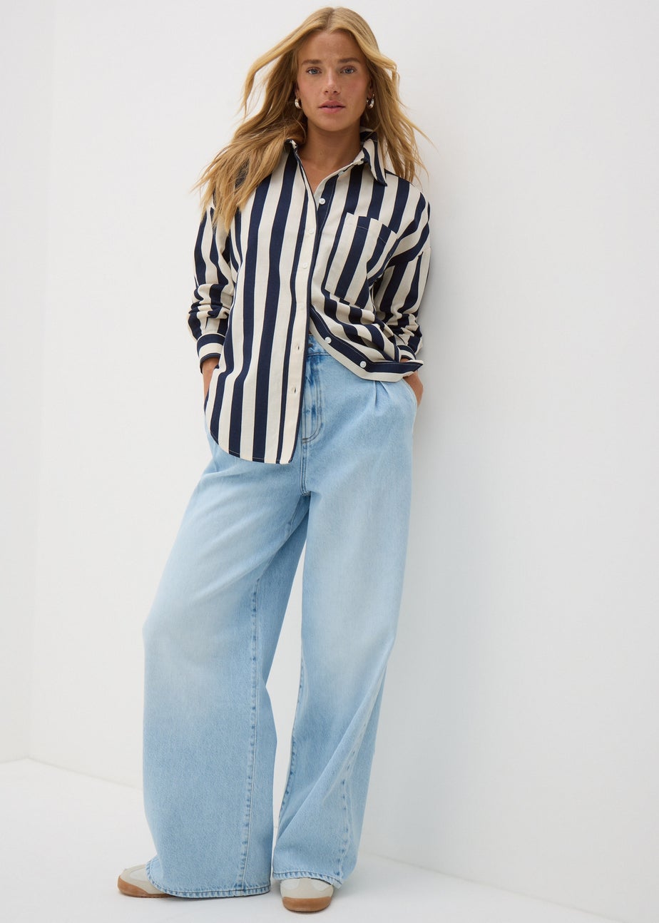 Navy Wide Stripe Shirt