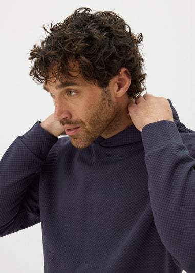 Navy Textured Hoodie