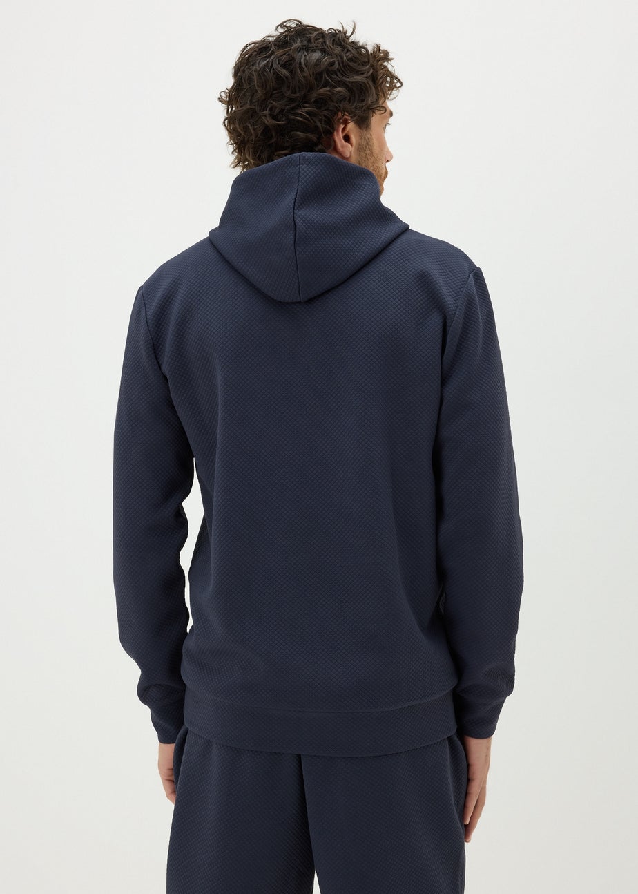 Navy Textured Hoodie