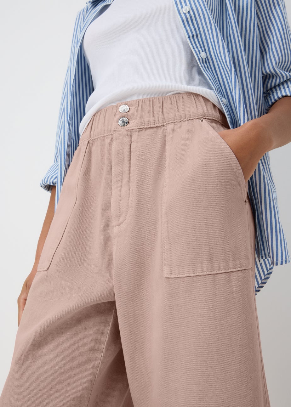 Pink Cropped Wide Leg Jeans