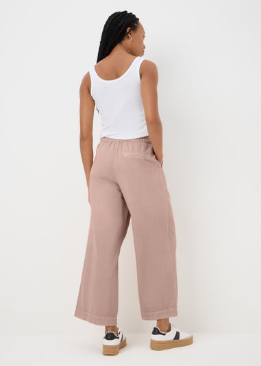 Pink Cropped Wide Leg Jeans