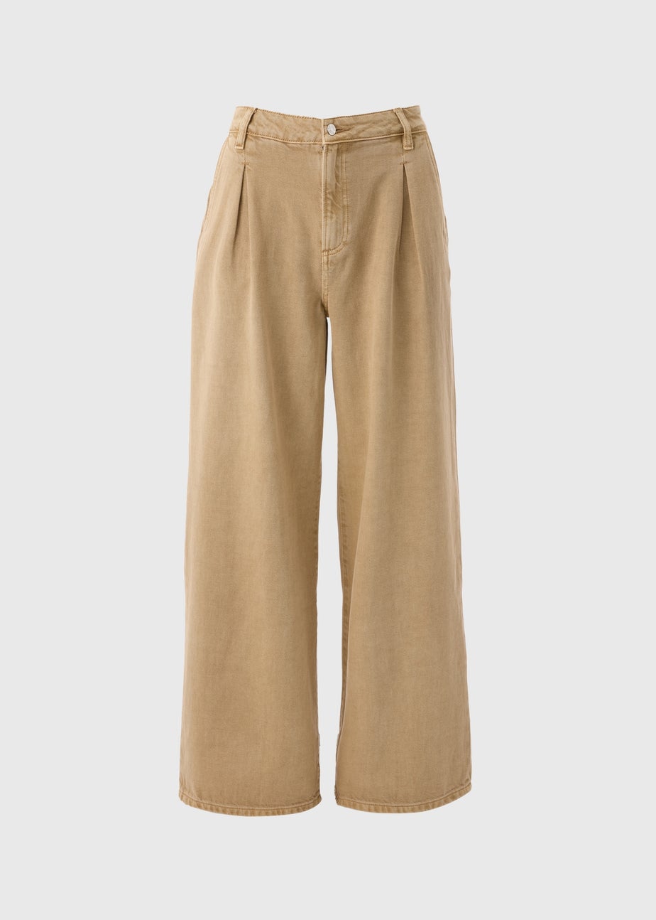 Stone Pleat Wide Leg Jeans