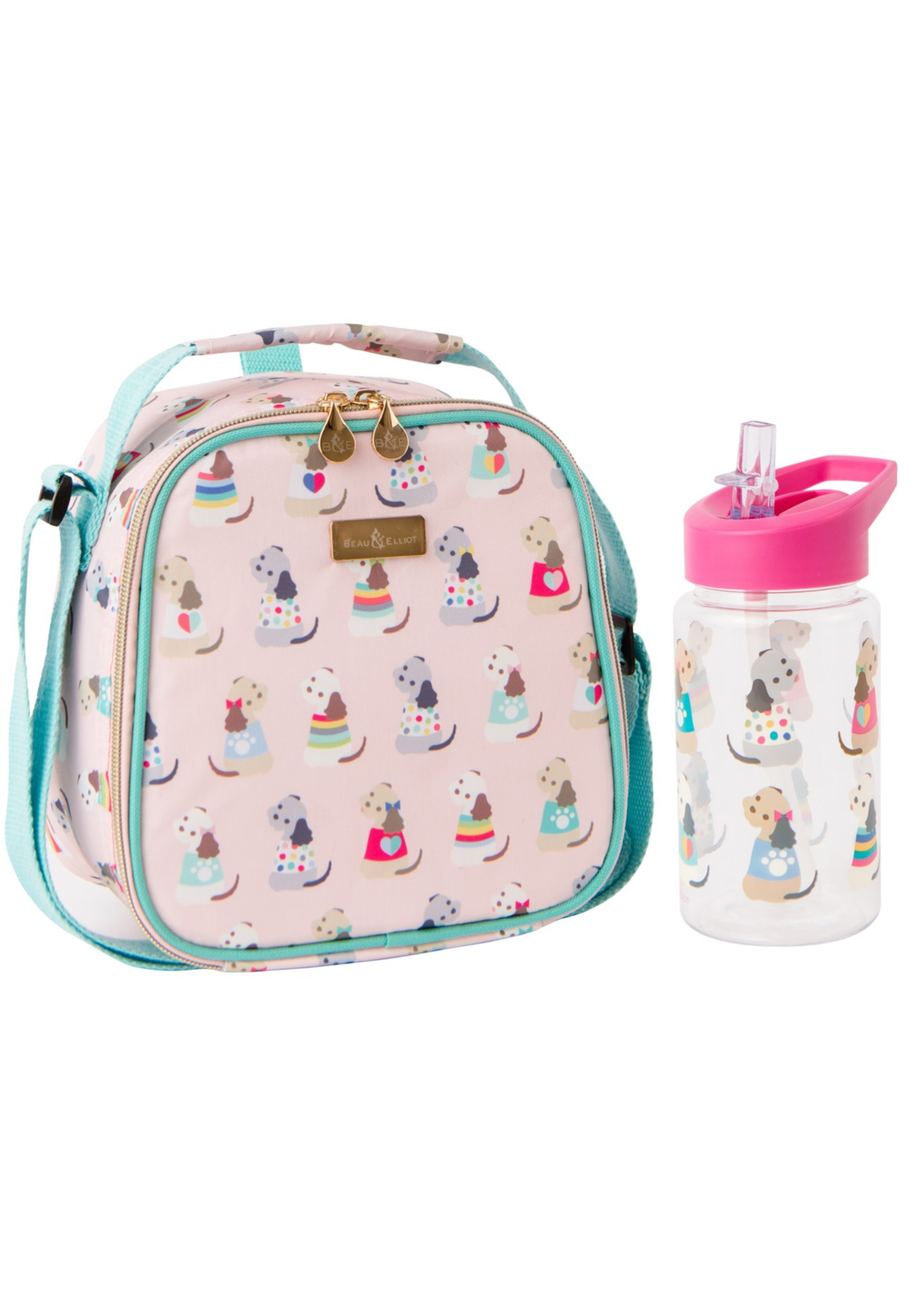 Beau & Elliot Pink Puppy Love Kids Lunch Bag  & Bottle