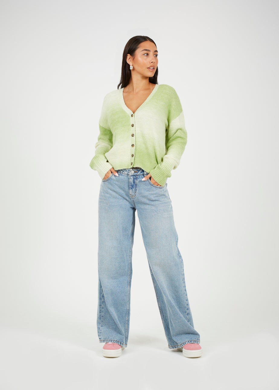 Brave Soul Green Button Through Space Dye Cardigan