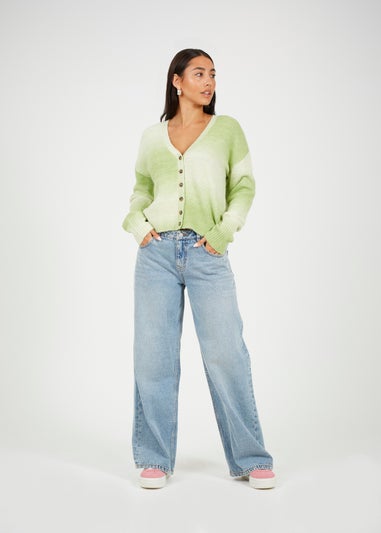 Brave Soul Green Button Through Space Dye Cardigan