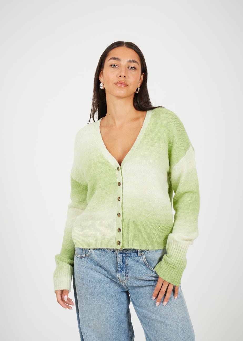 Brave Soul Green Button Through Space Dye Cardigan