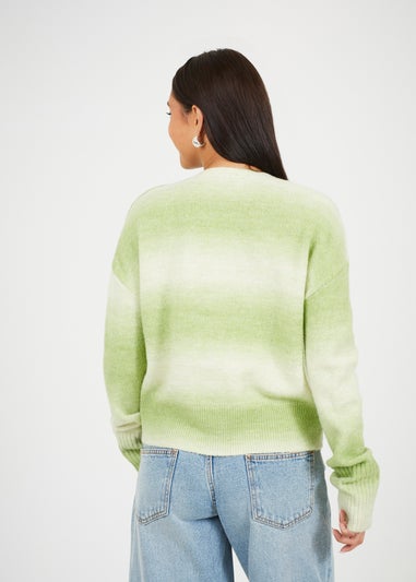 Brave Soul Green Button Through Space Dye Cardigan