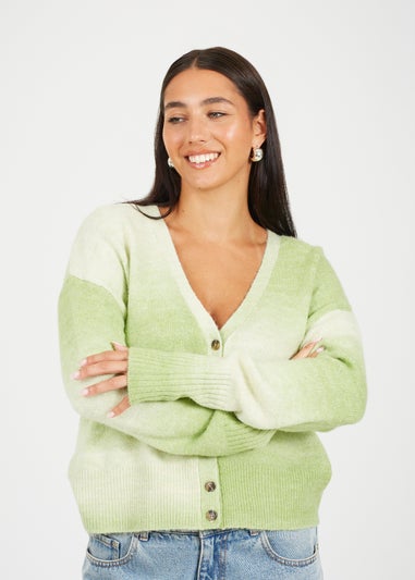 Brave Soul Green Button Through Space Dye Cardigan