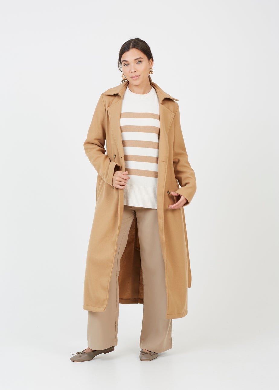 Brave Soul Ivory Striped Loose Fit Jumper with Wide Sleeves