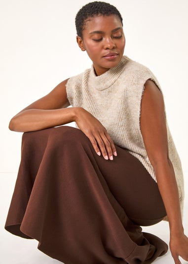 Roman Chocolate Knitted Midi Stretch Skirt