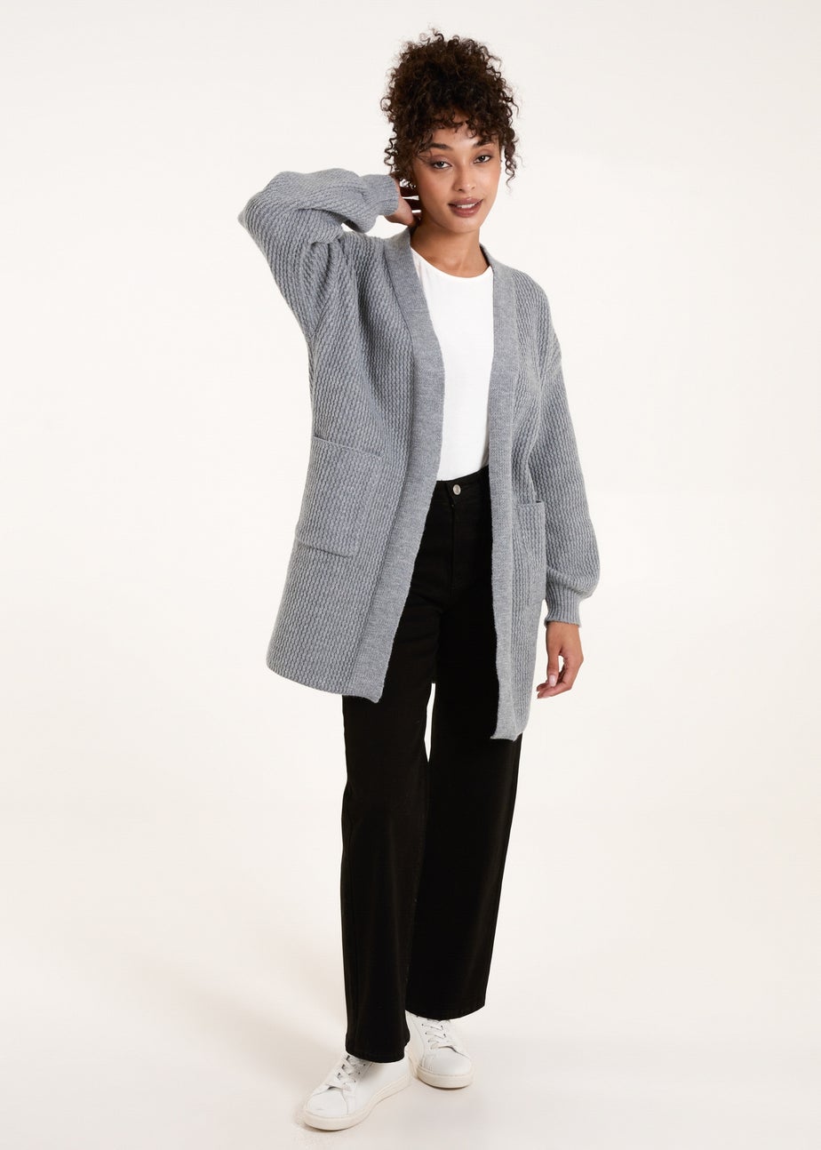 Blue Vanilla Grey Knit Two Pocket Cardigan
