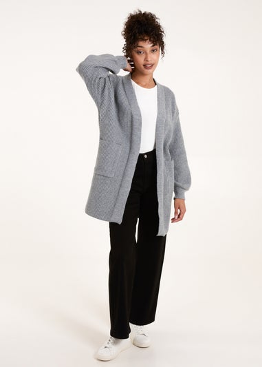 Blue Vanilla Grey Knit Two Pocket Cardigan