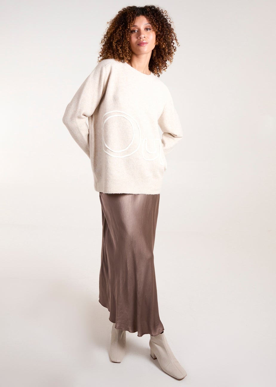 Blue Vanilla Beige Oui Embroidery Jumper