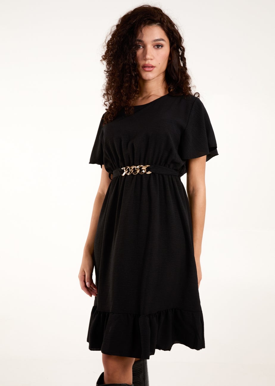 Blue Vanilla Black Chain Belt Dress