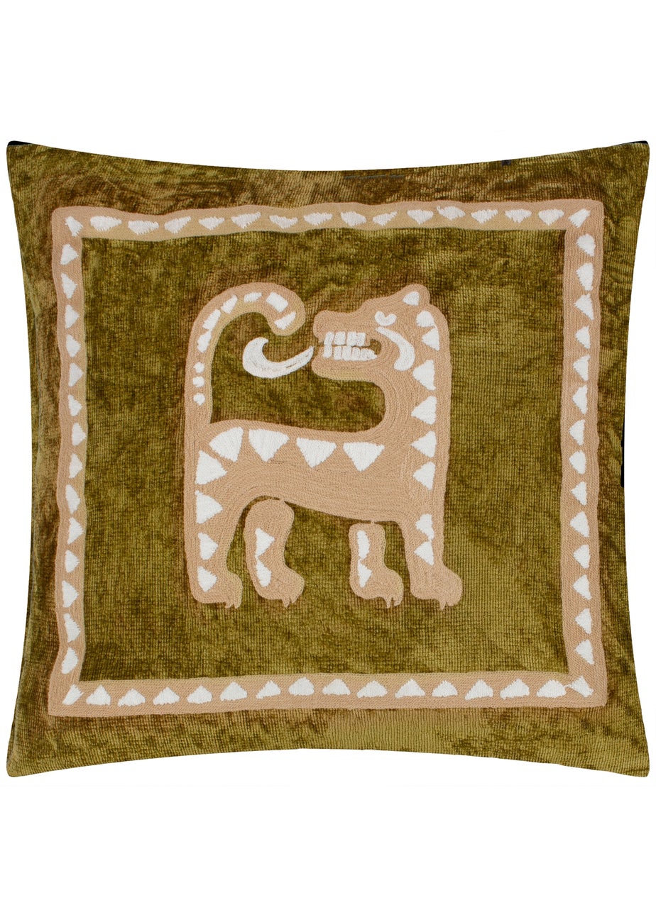 Wylder Dynasty Tiger Embroidered Chenille Filled Cushion (50cm x 50cm)