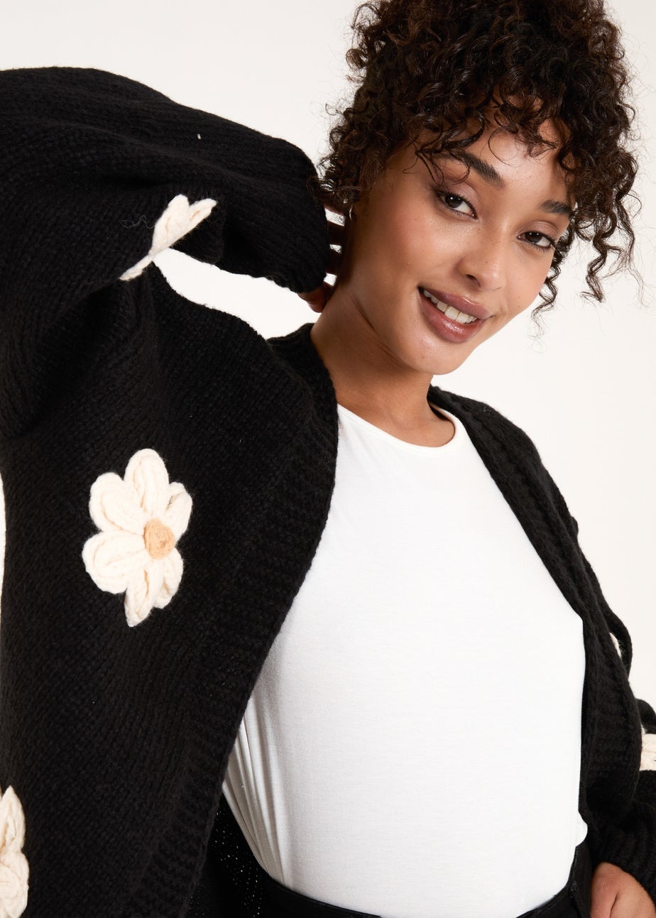 Blue Vanilla Black Daisy Large Flower Cardigan