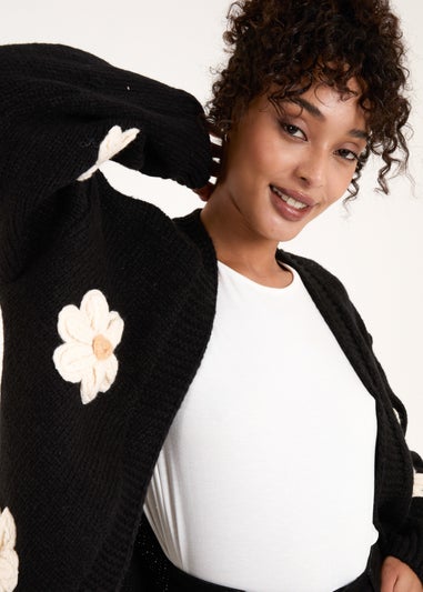 Blue Vanilla Black Daisy Large Flower Cardigan