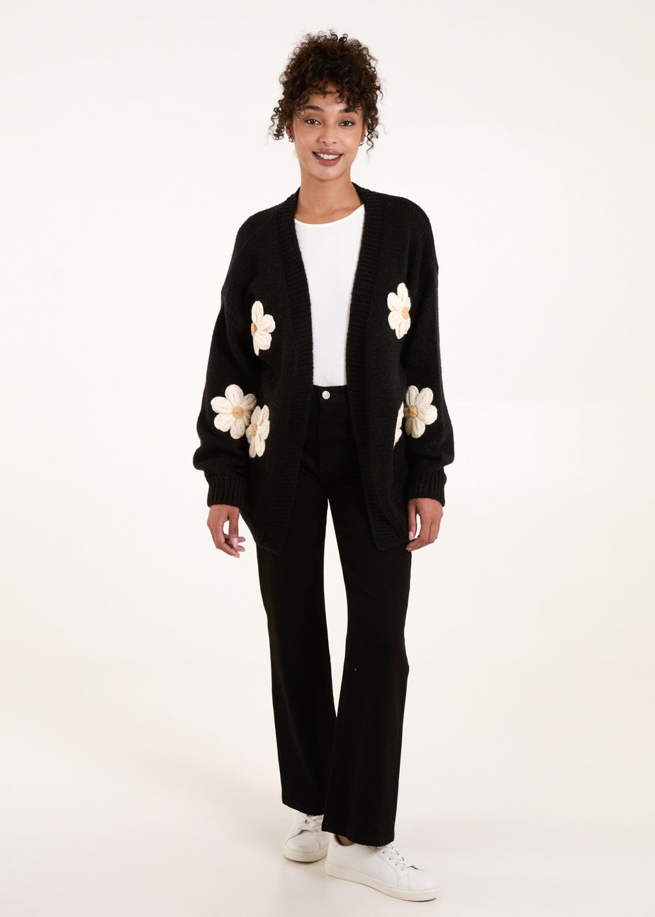 Blue Vanilla Black Daisy Large Flower Cardigan