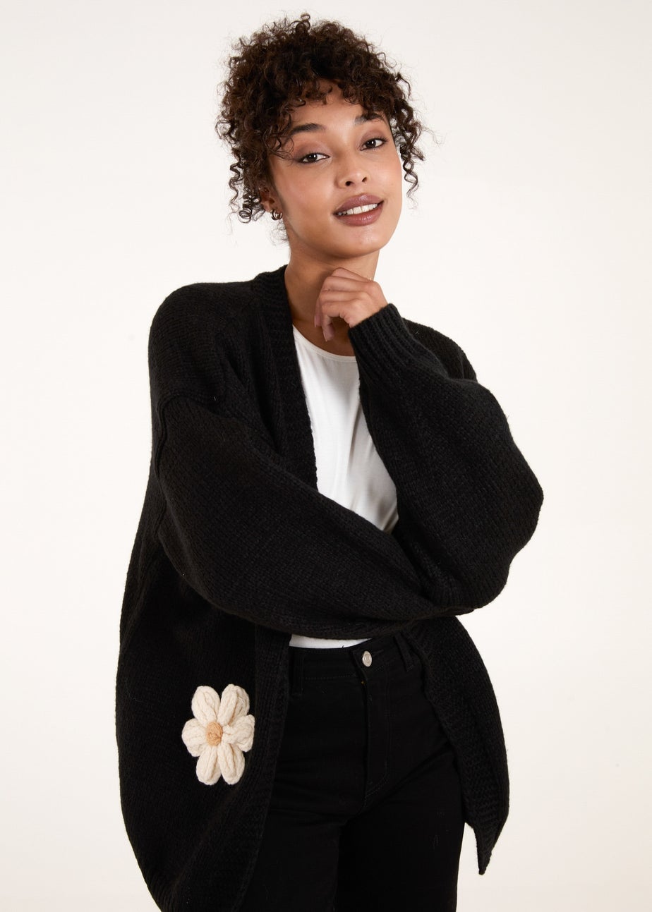 Blue Vanilla Black Daisy Large Flower Cardigan