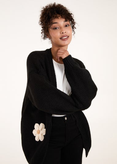 Blue Vanilla Black Daisy Large Flower Cardigan