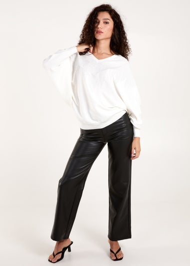 Blue Vanilla Ivory V Neck Diamante Jumper