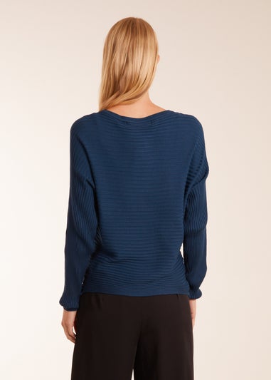 Blue Vanilla Blue Ribbed Batwing Jumper