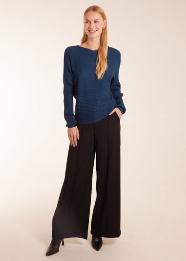 Blue Vanilla Blue Ribbed Batwing Jumper