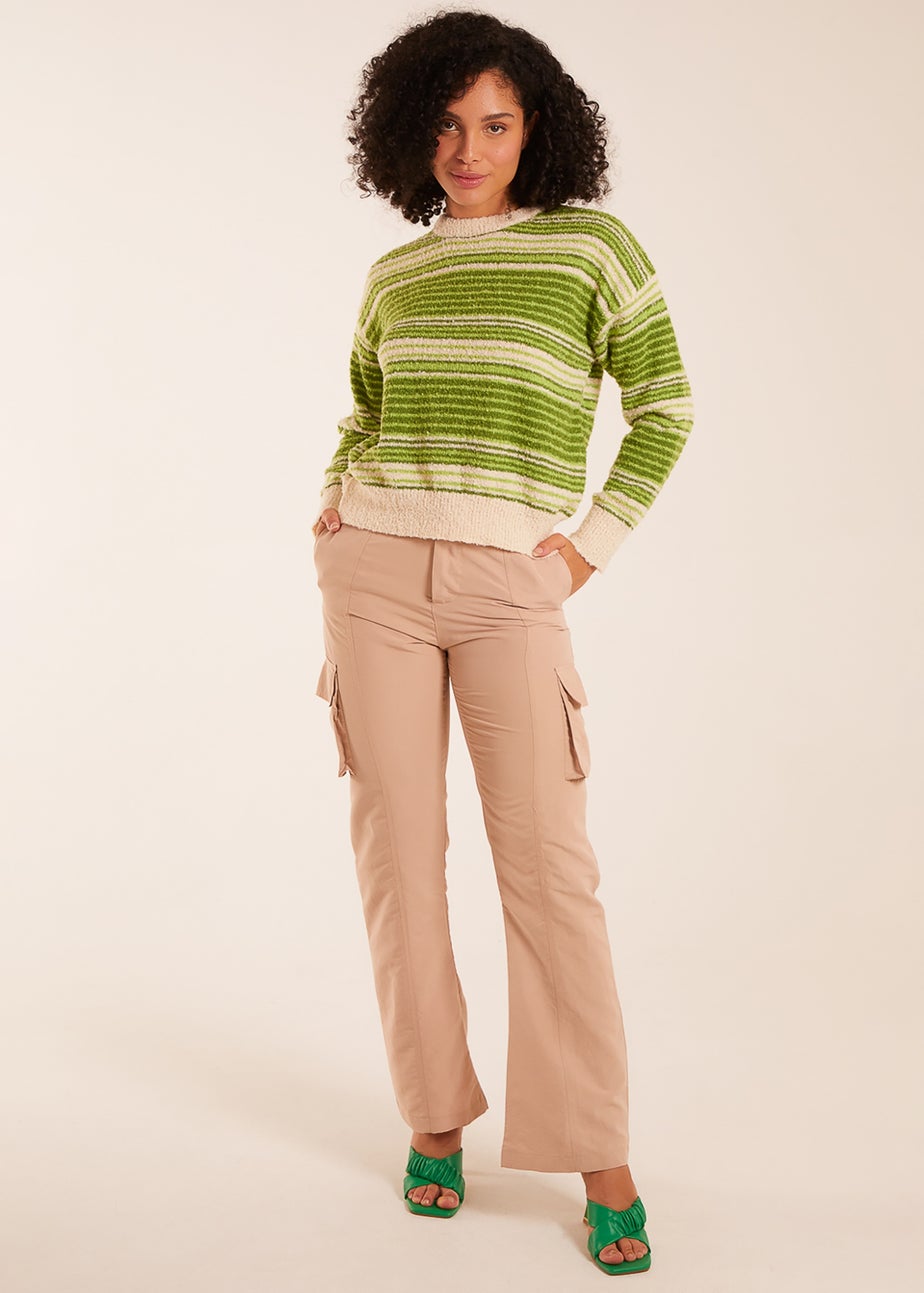 Blue Vanilla Green Gradient Stripe Velour Knit Jumper