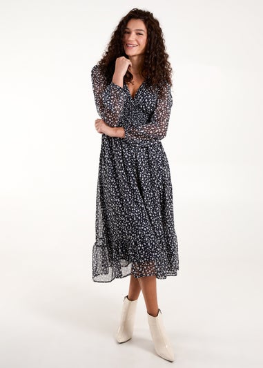 Blue Vanilla Navy Shirred Waist Dress