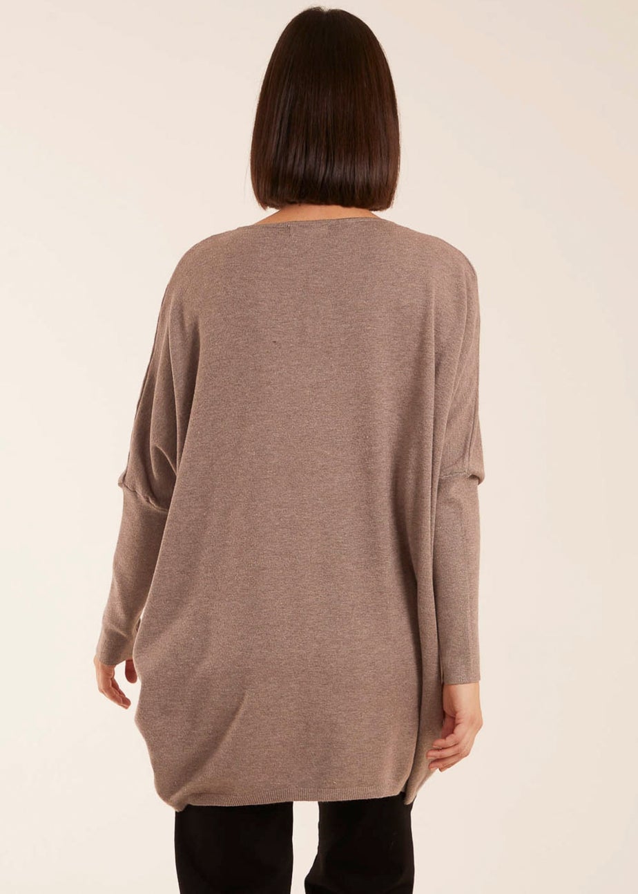 Blue Vanilla Brown Plain V Neck Jumper