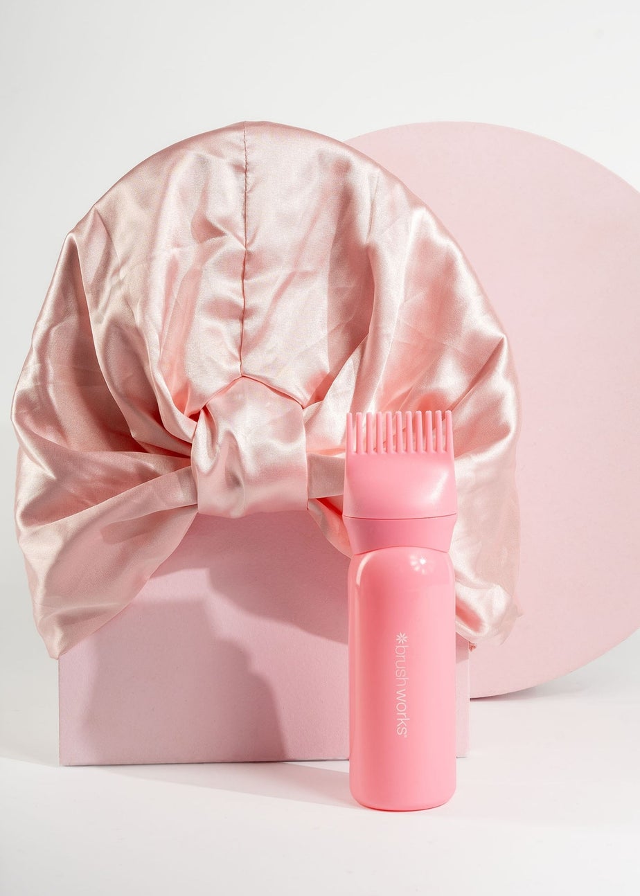 Brushworks Pastel Pink Overnight Hair Treatment Set