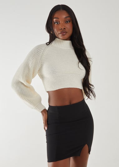 Pink Vanilla Ivory High Neck Knitted Jumper