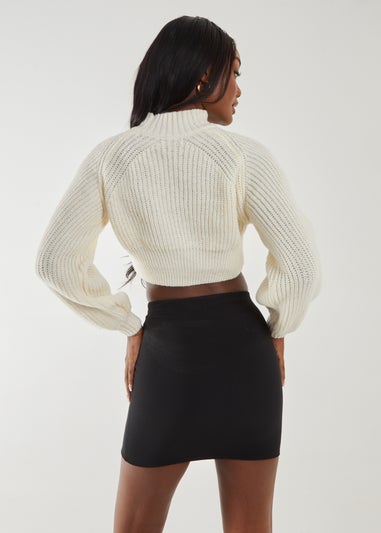 Pink Vanilla Ivory High Neck Knitted Jumper