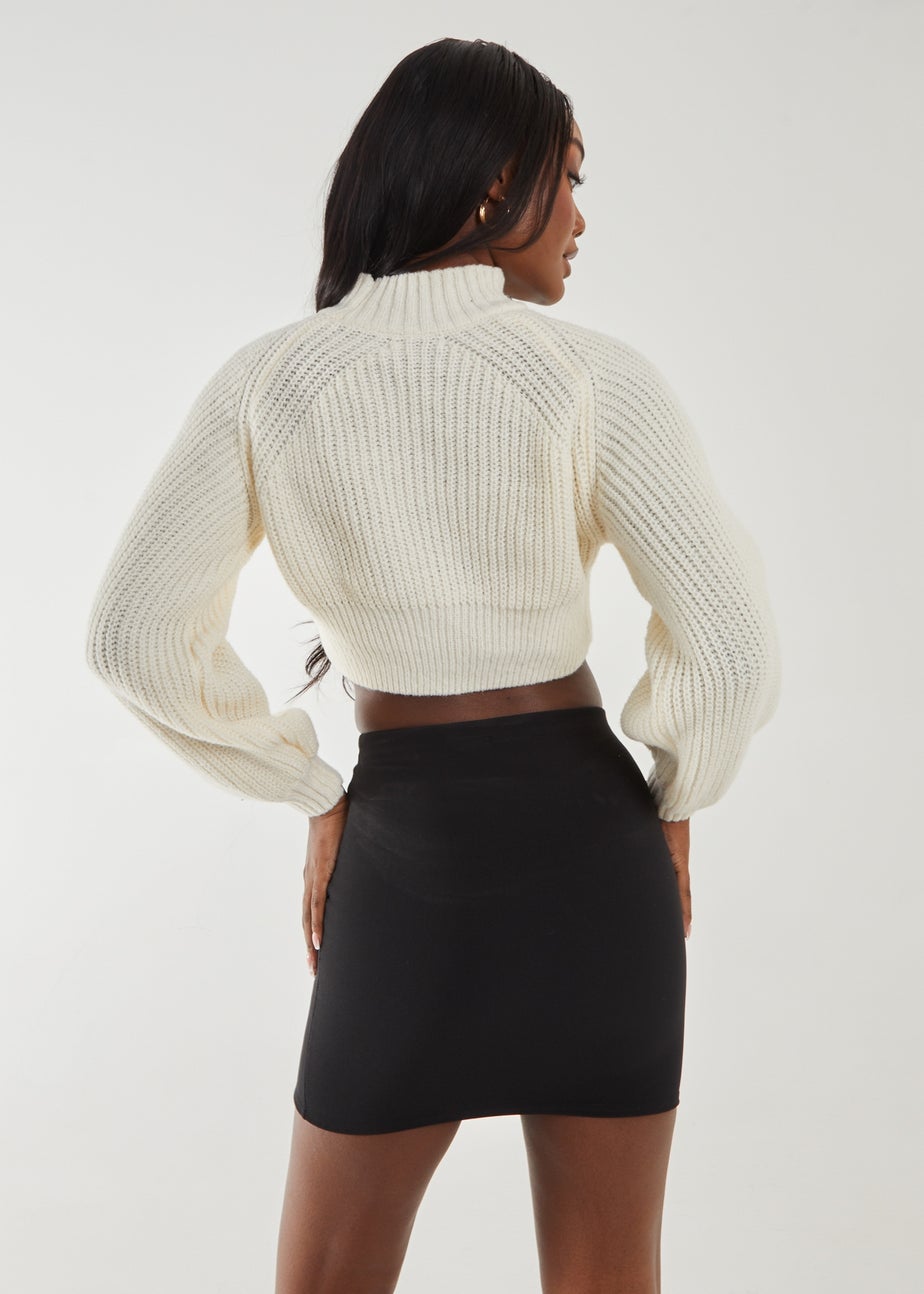 Pink Vanilla Ivory High Neck Knitted Jumper