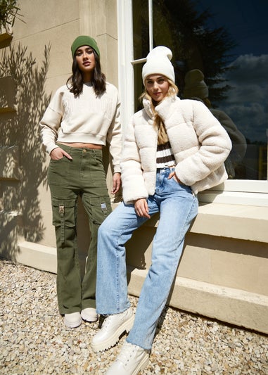 Pink Vanilla Stone Boston Silk Detail Crop Sweater