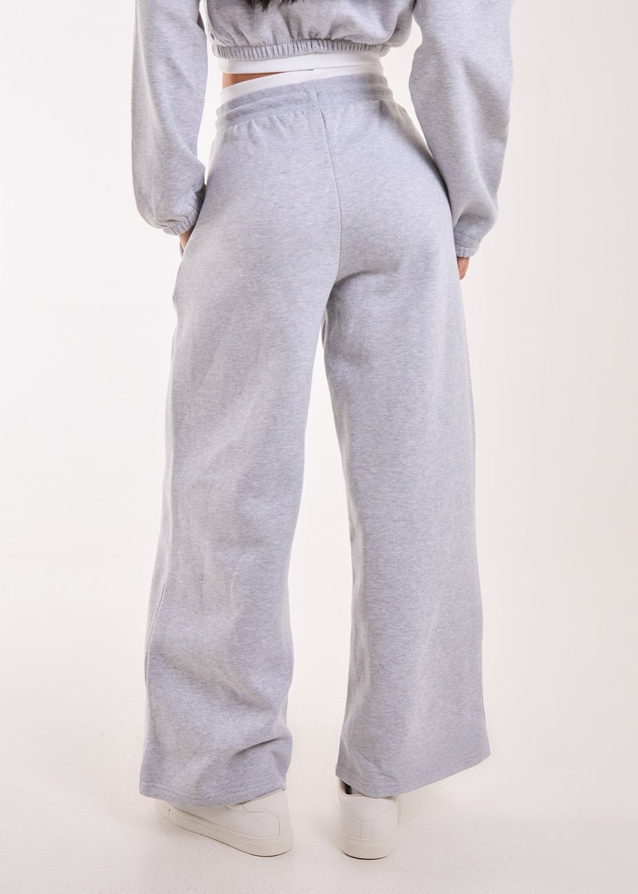 Pink Vanilla Grey Contrast Waist Band Wide Joggers